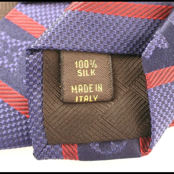 🎁LV HOLIDAY 25’🎁🆕💯✨🔥RARE LOUIS VUITTON NAVY RED LARGE MONOGRAM STRIPE TIE🔥 - Picture 12 of 15